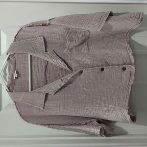 Lavender Crop Button Up